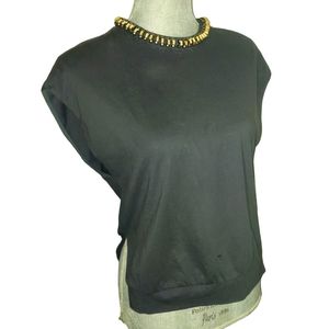 Miu miu Gray top with neck appliqué s/m